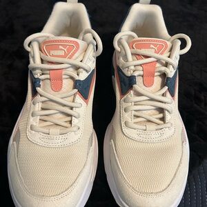 Puma Women's Cream Pink and Navy Athletic Sneakers